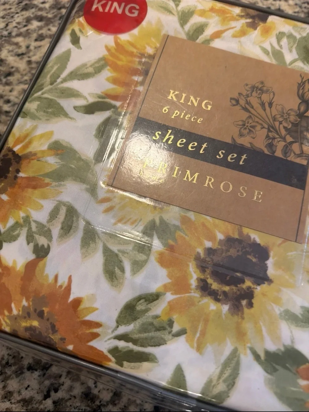 Primrose fall Sunflower 6pc King Sheet Set - Yellow & Green Floral